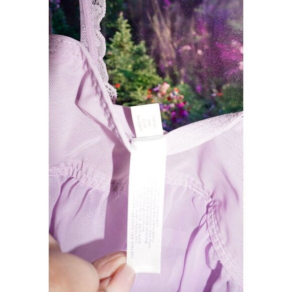 Purple Lace Babydoll Slip Dress - Fairycore Cottagecore Y2K Lingerie - 14/16 - Picture 7 of 13